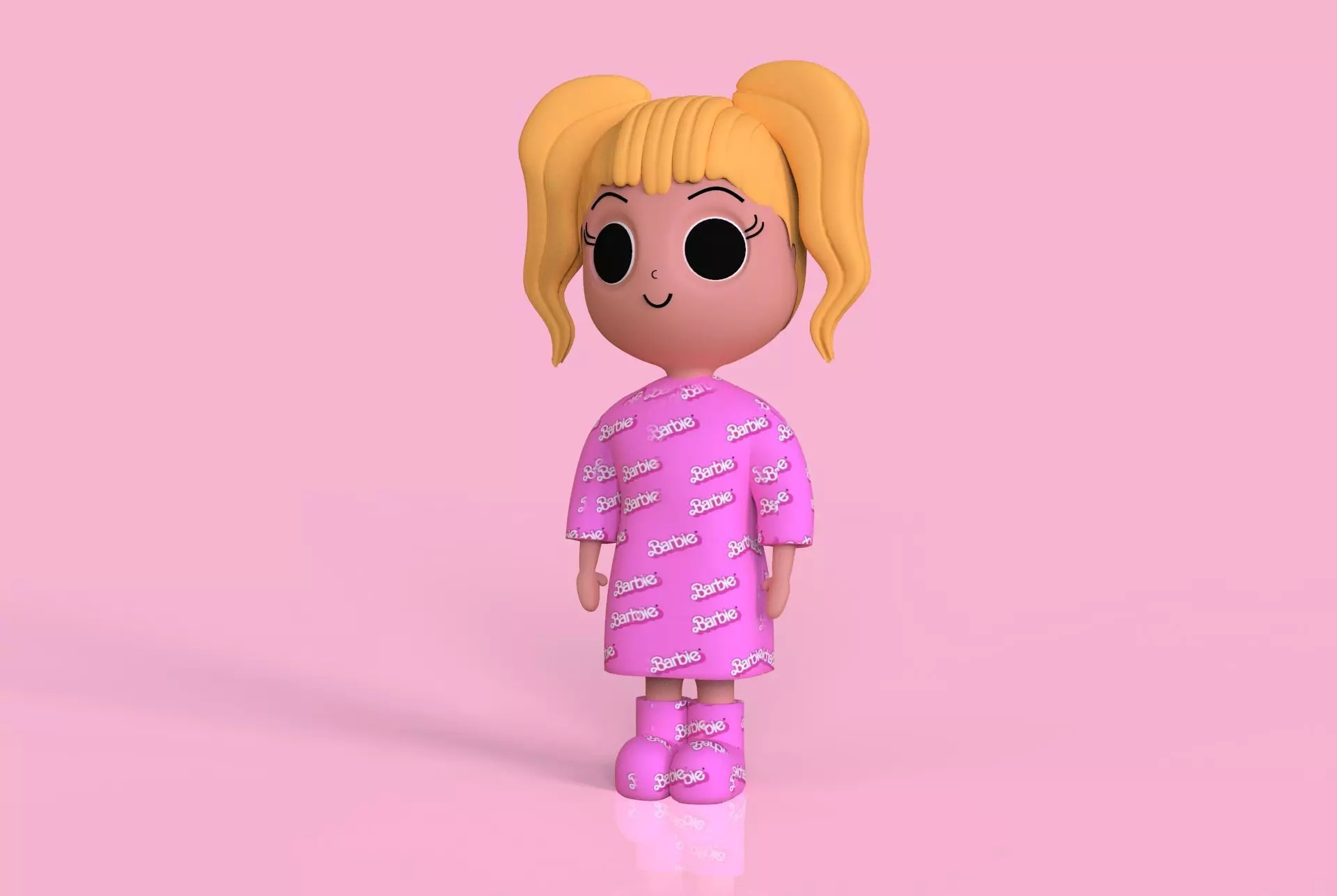 Cute Girl Character 3D model_0