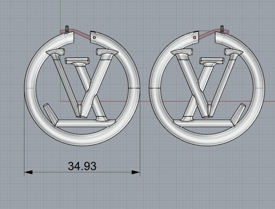 Louis Vuitton Earring 3D print model_2