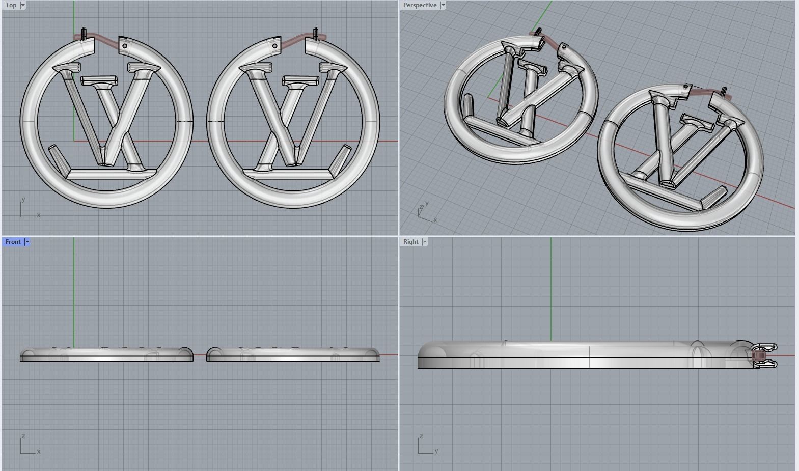 Louis Vuitton Earring 3D print model_5
