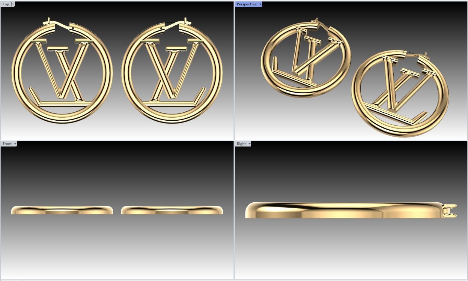 Louis Vuitton Earring 3D print model_6