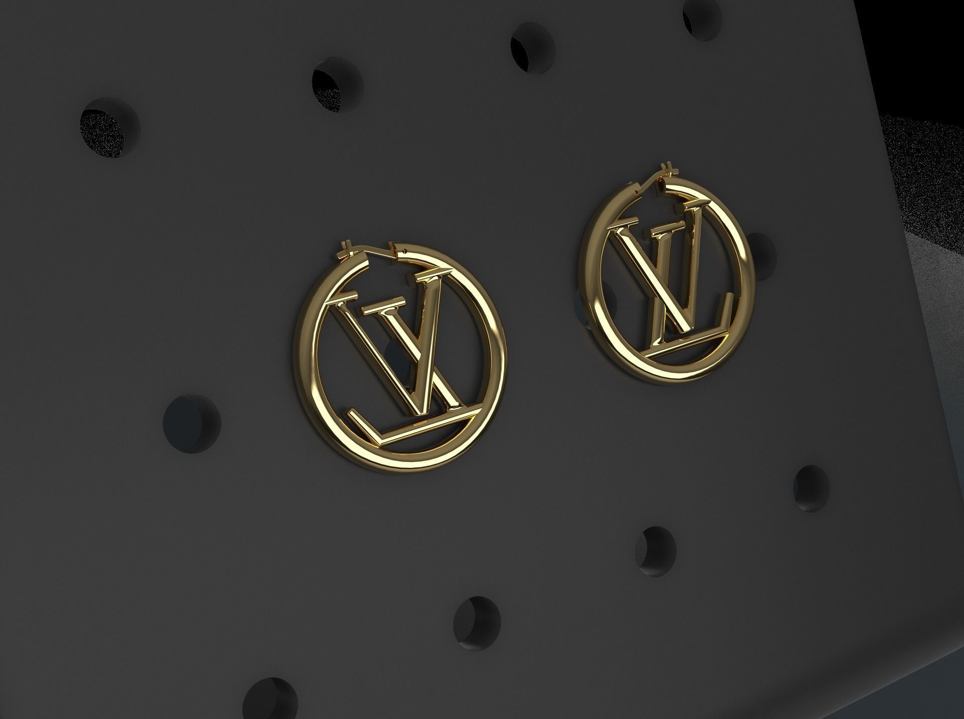 Louis Vuitton Earring 3D print model_1
