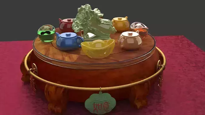 Chinese display stand with cabbage 3D model