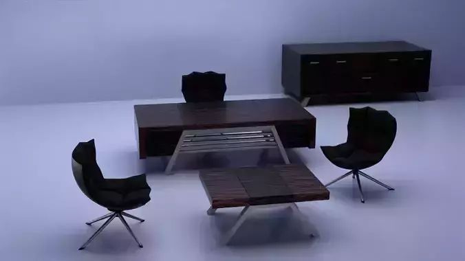 Brown Black Silver Luxury Office Furniture Set