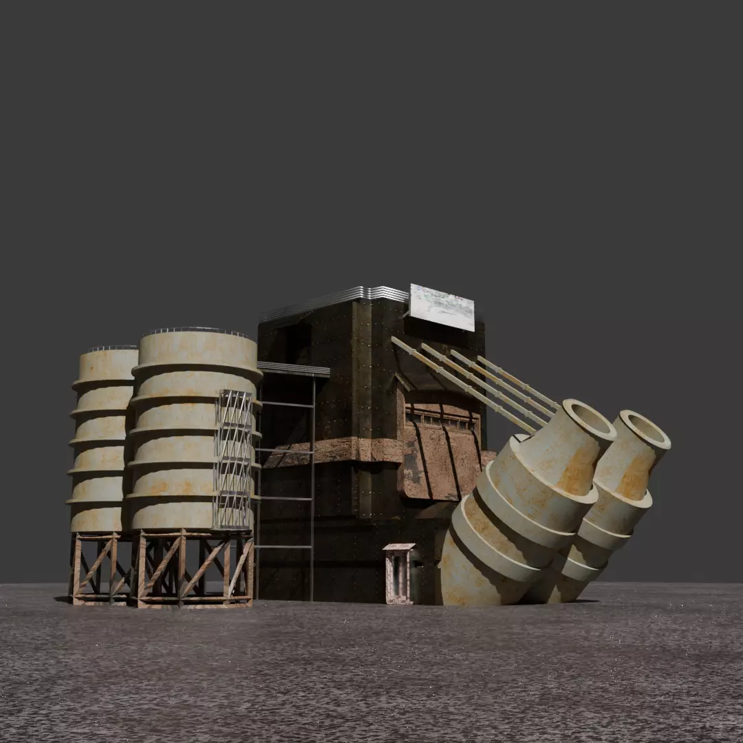 Game Ready Textured Factory Model Free low-poly 3D model