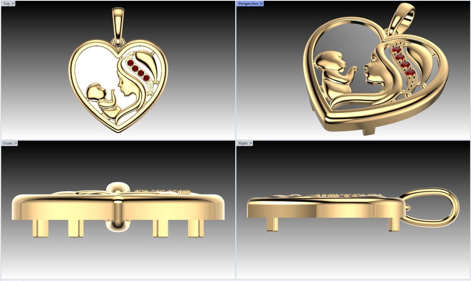 Heart pendant 3D print model_6