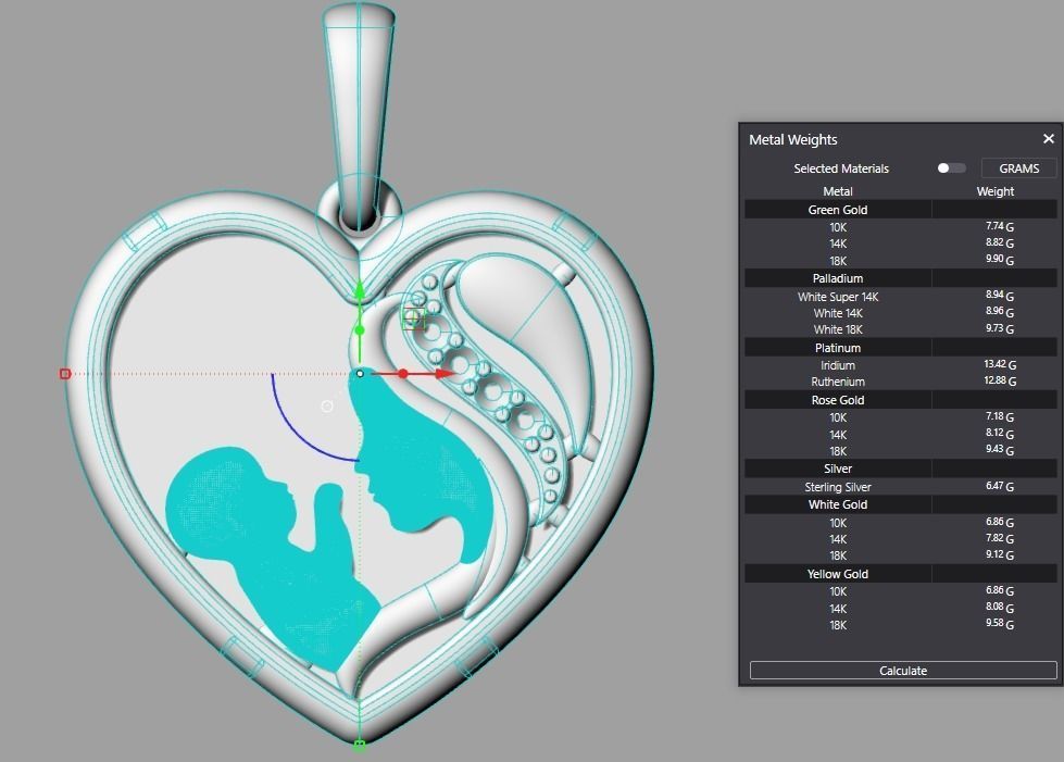 Heart pendant 3D print model_3