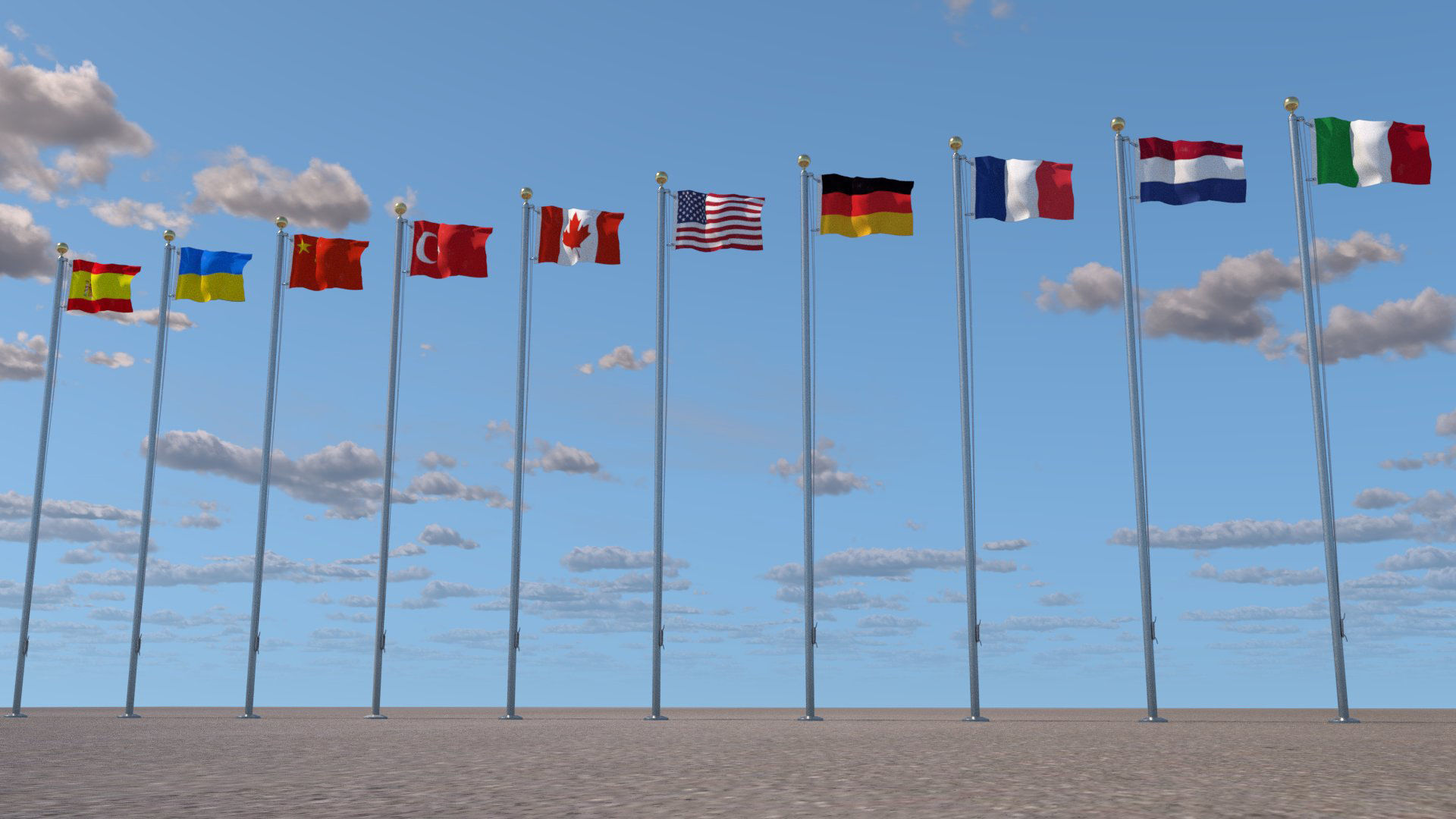 Flags Low-poly 3D model_3