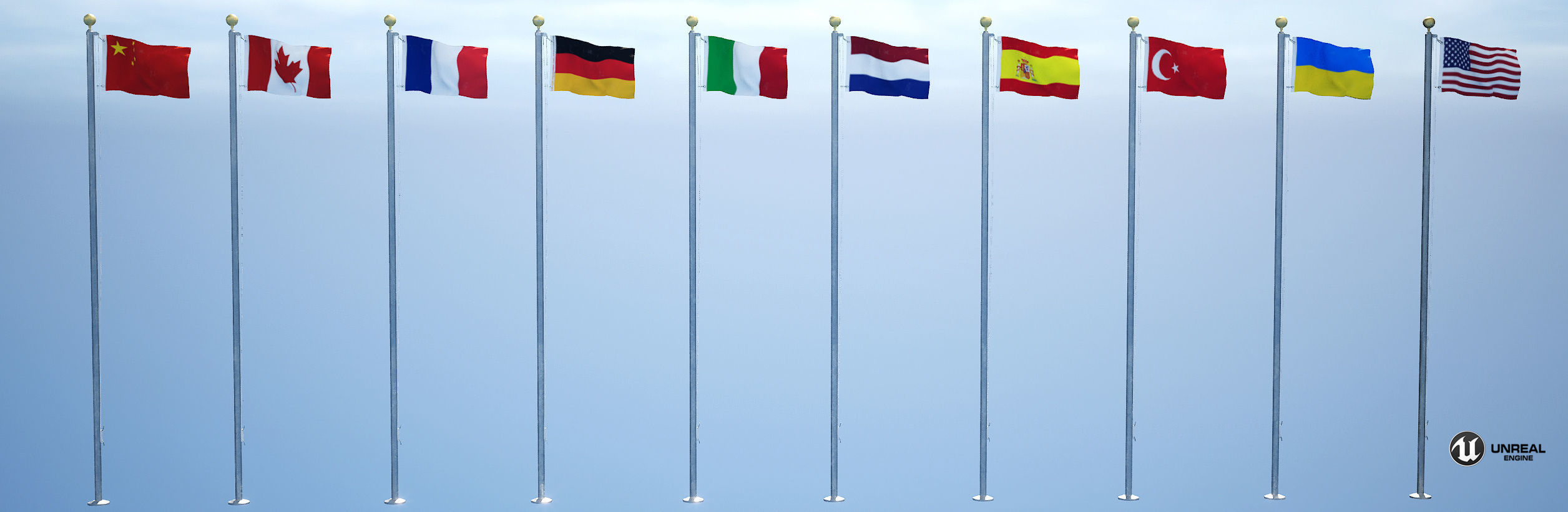 Flags Low-poly 3D model_8