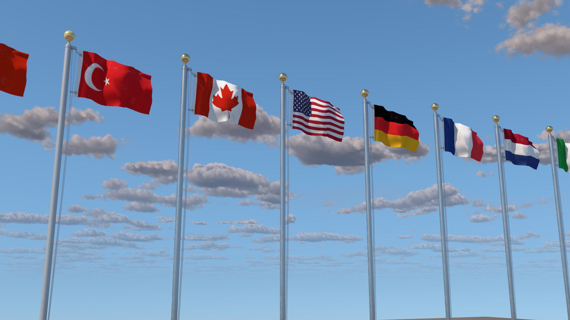 Flags Low-poly 3D model_4