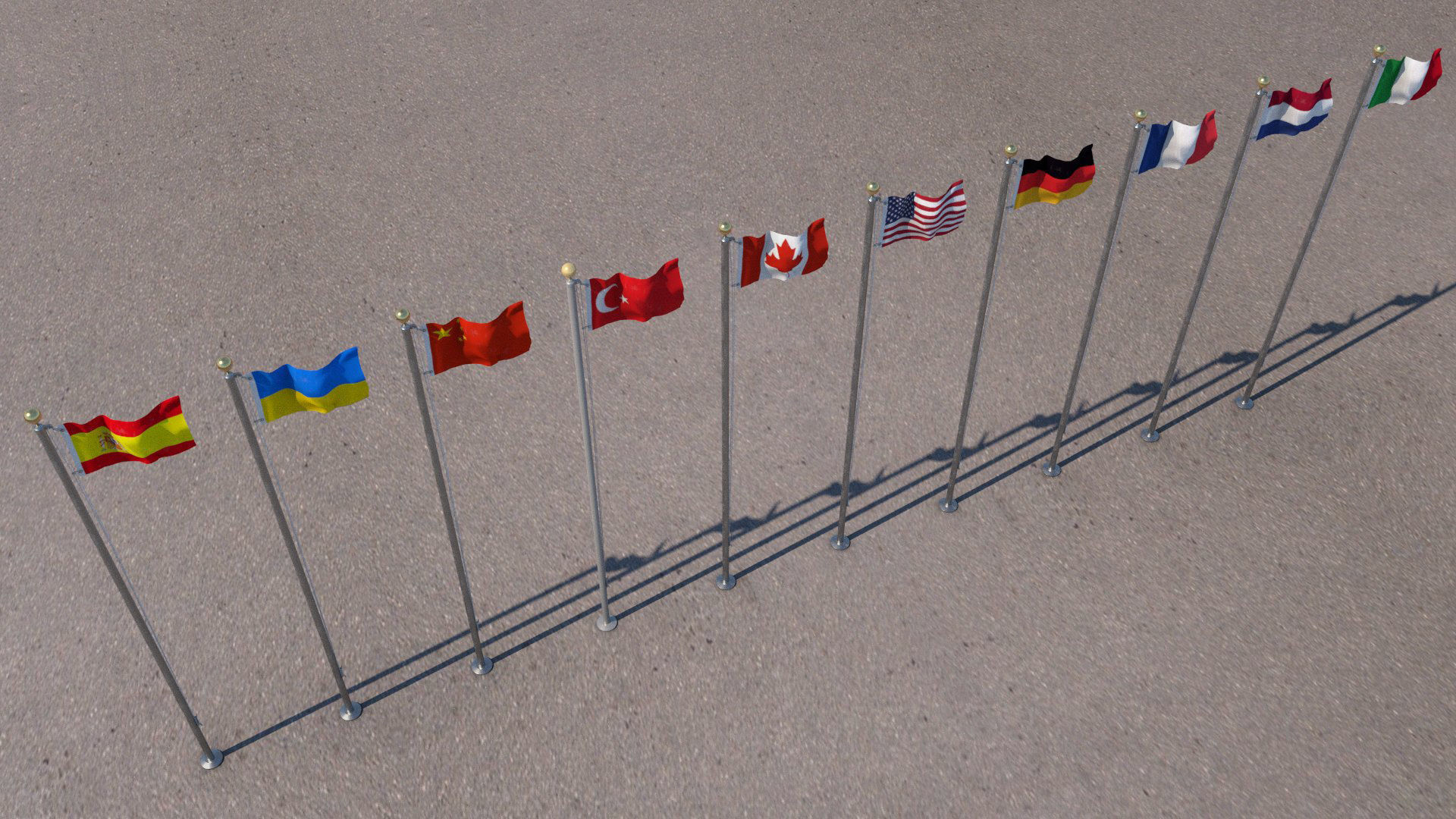 Flags Low-poly 3D model_2