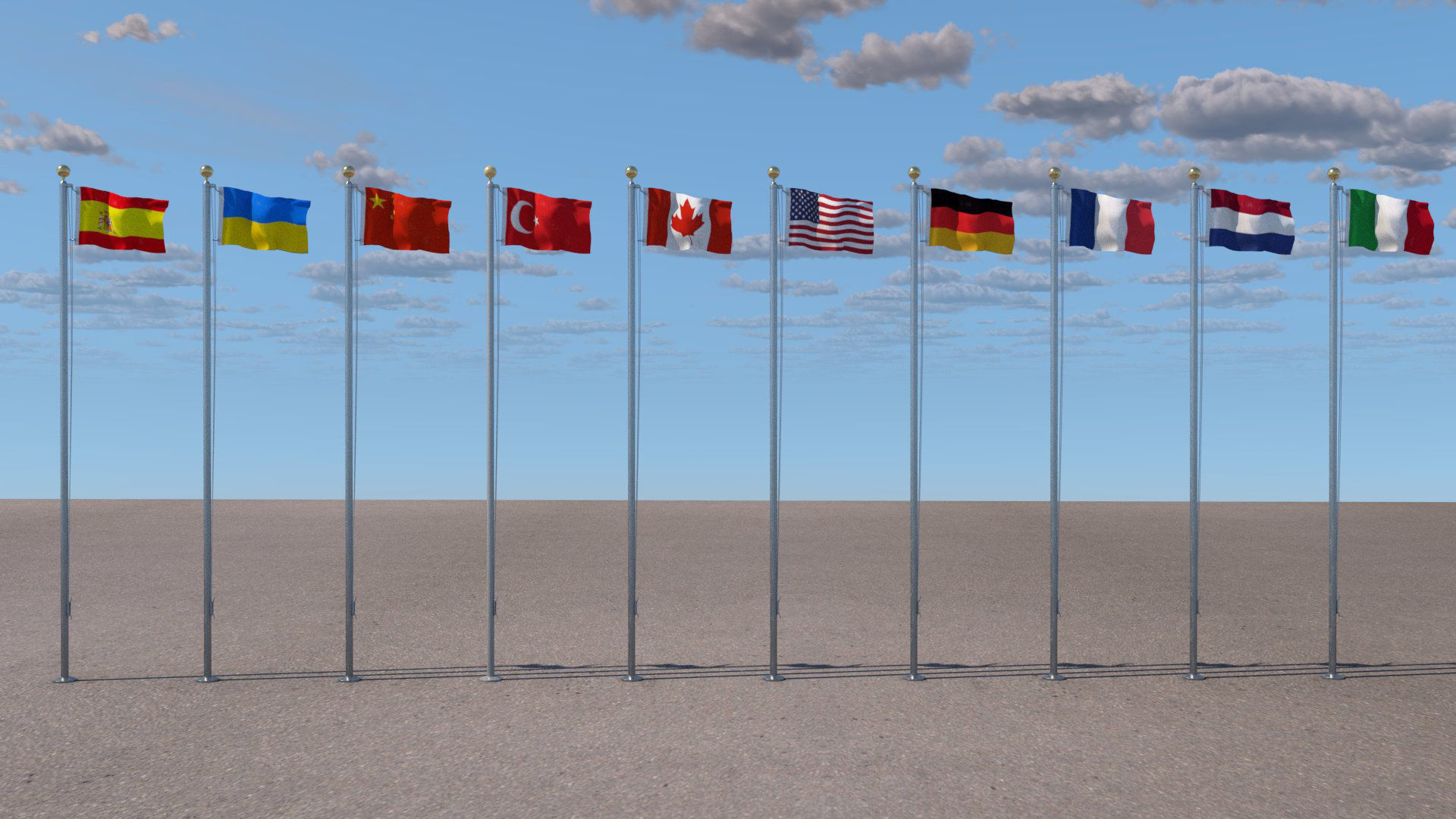 Flags Low-poly 3D model_1