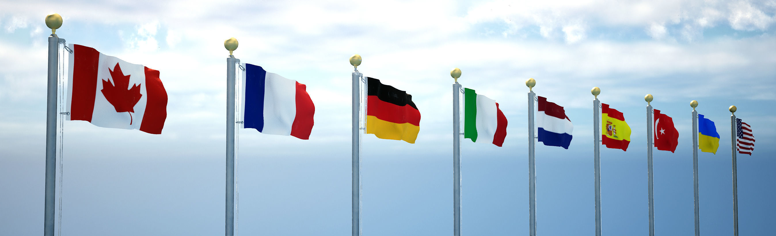 Flags Low-poly 3D model_9