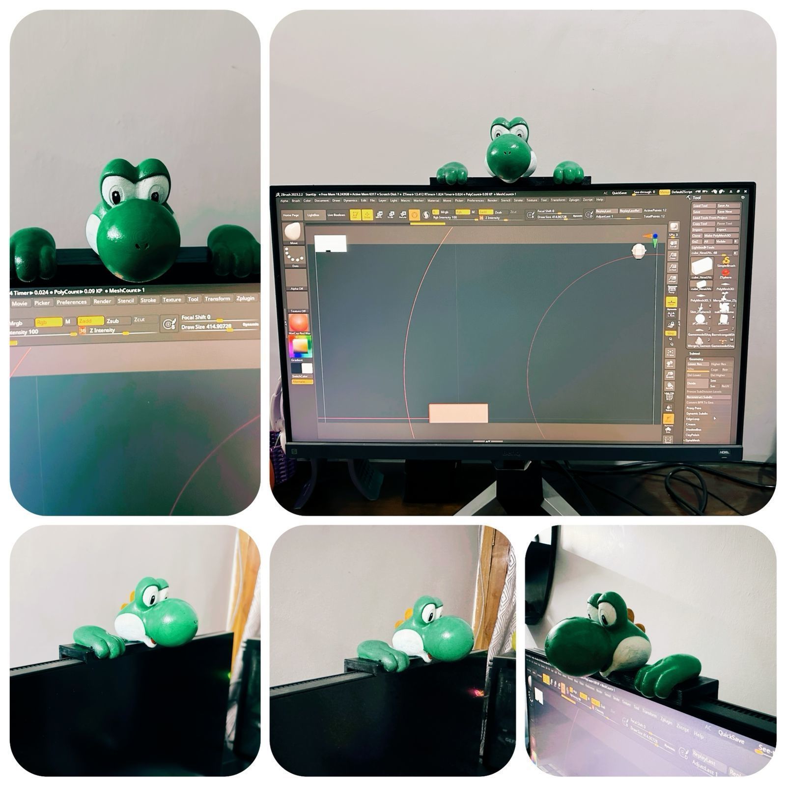 Yoshi Monitor Mount 3D print model_2