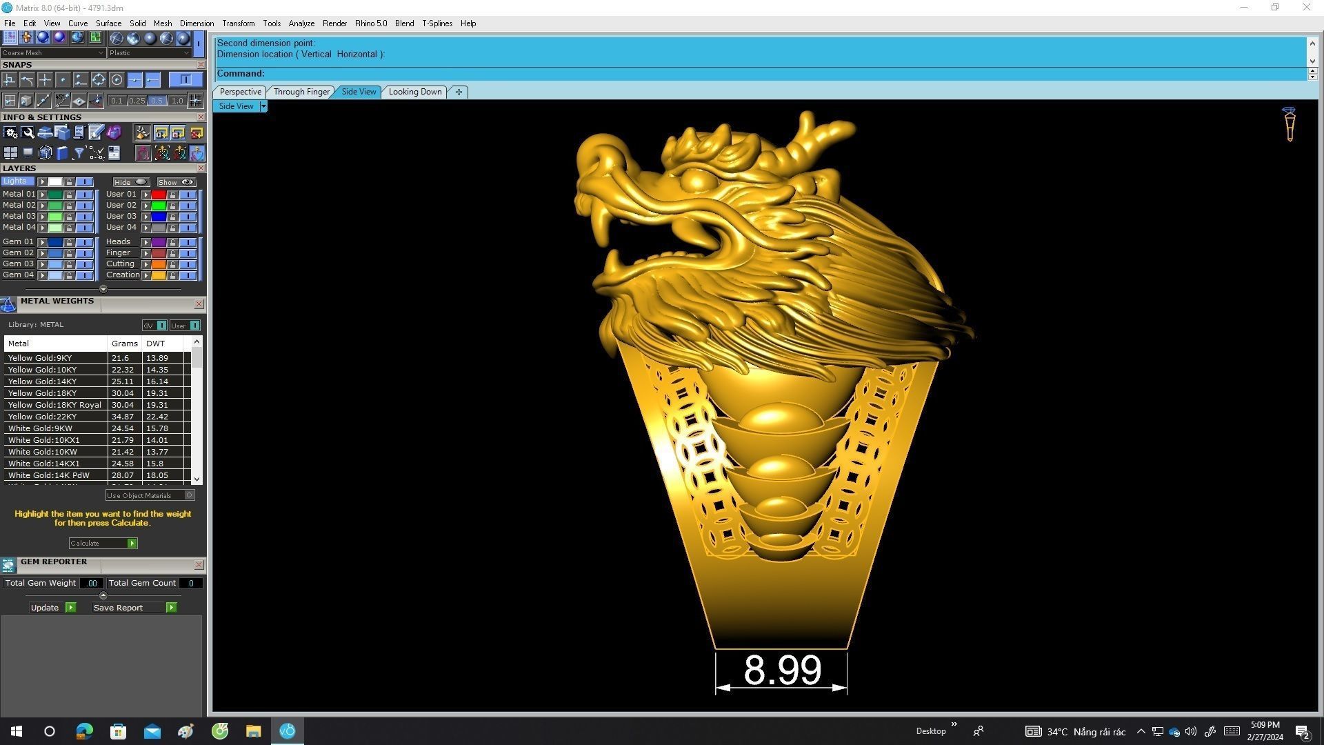 A4791 Lucky Chinese Dragon Head Ring 3D Model 3D print model_7