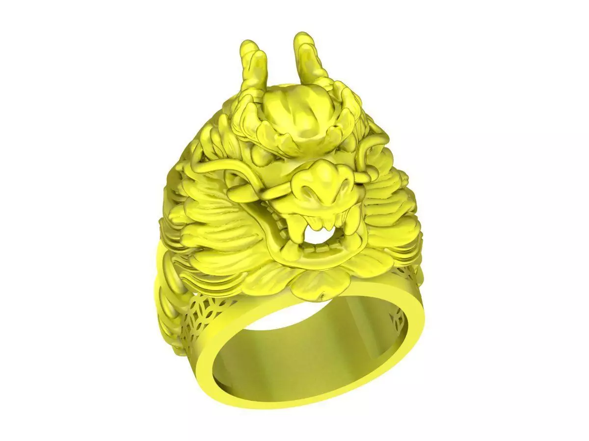 A4791 Lucky Chinese Dragon Head Ring 3D Model 3D print model_0
