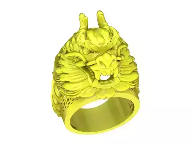 A4791 Lucky Chinese Dragon Head Ring 3D Model