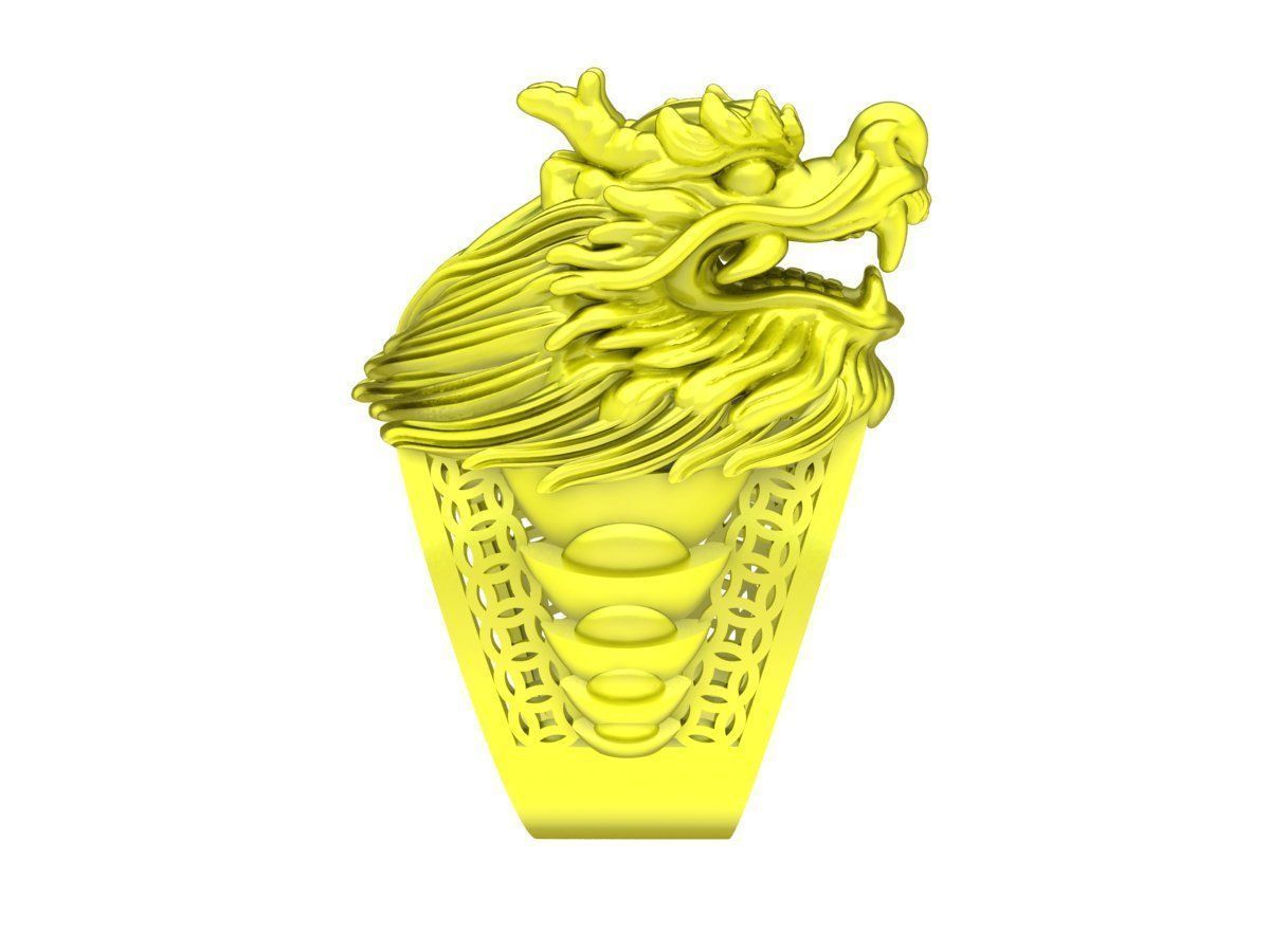 A4791 Lucky Chinese Dragon Head Ring 3D Model 3D print model_4