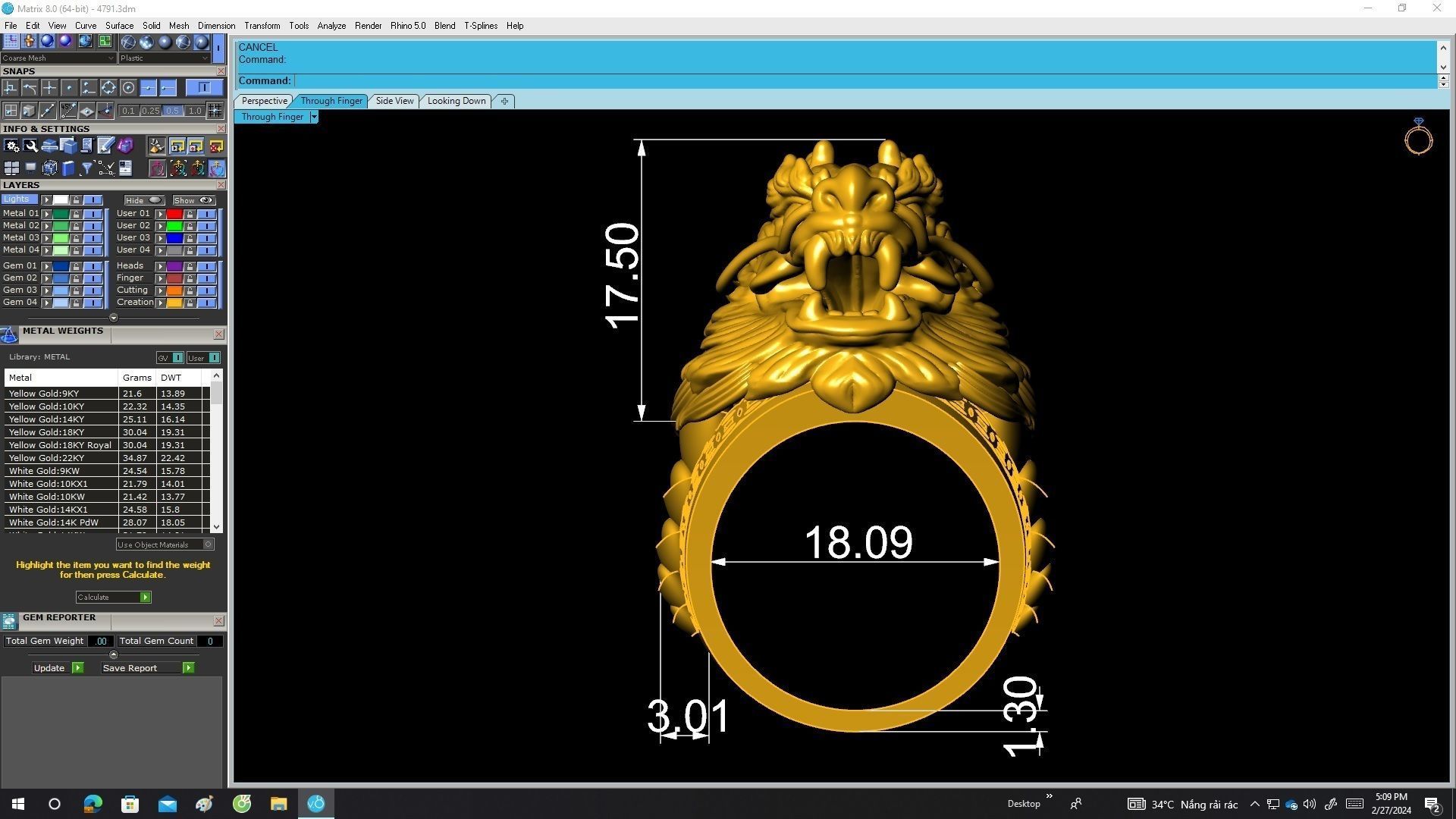 A4791 Lucky Chinese Dragon Head Ring 3D Model 3D print model_6