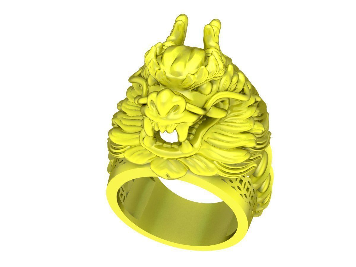 A4791 Lucky Chinese Dragon Head Ring 3D Model 3D print model_2