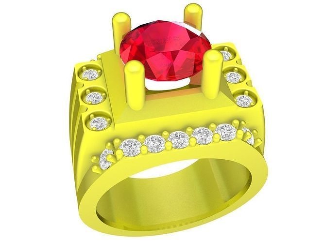 4789 fashion diamond men ring 3D print model