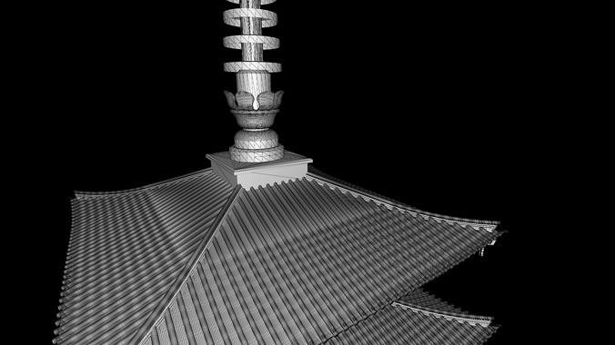 Japan Todaiji Temple Pagoda Low-poly 3D model 7