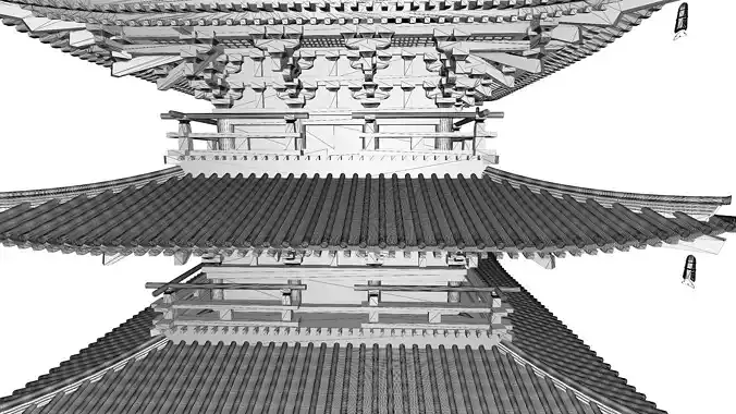 Japan Todaiji Temple Pagoda Low-poly 3D model