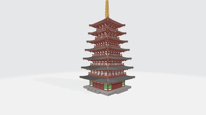 Japan Todaiji Temple Pagoda Low-poly 3D model 6