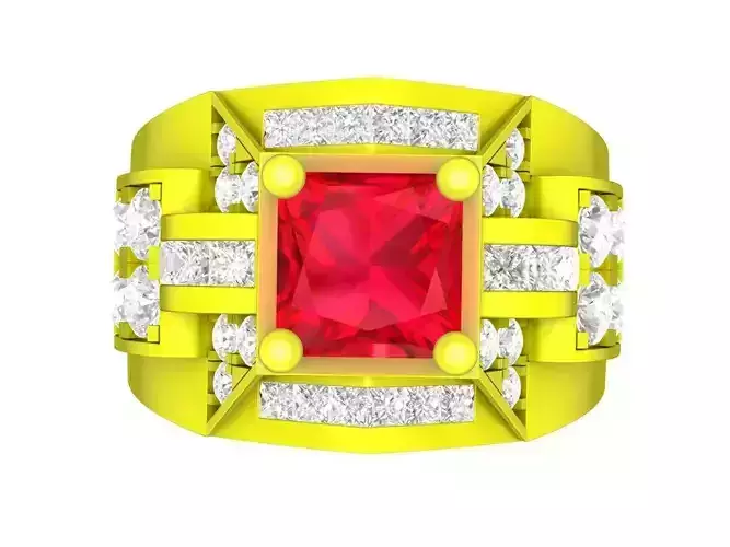 5160 luxury korean style diamond princess men ring  3D print model