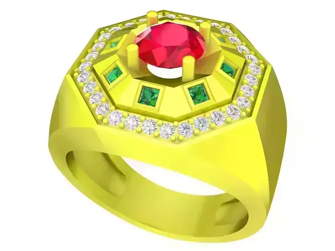 5164 fashion diamond korean style men ring 3D print model