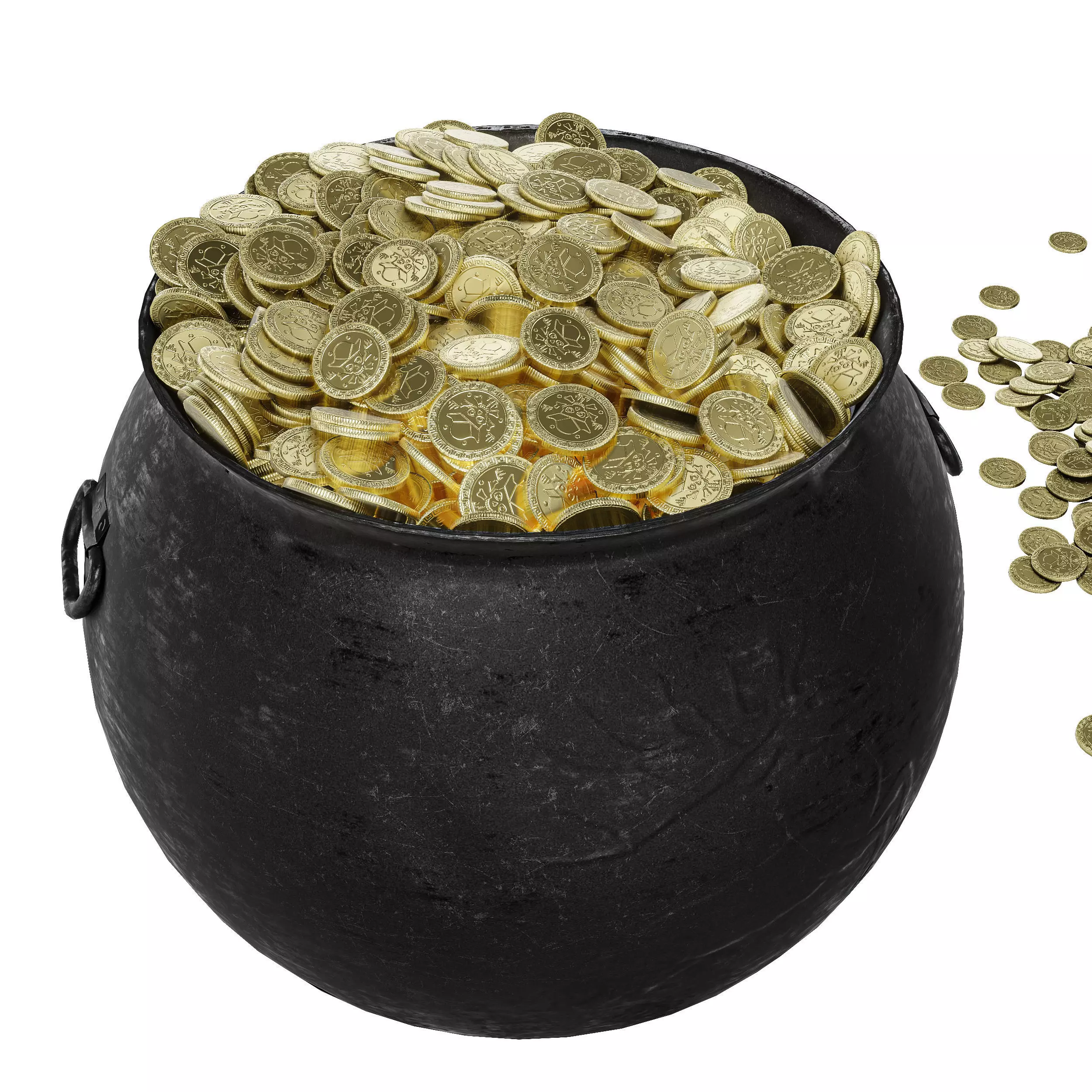 Pirate Gold Coin Pot Low-poly 3D model