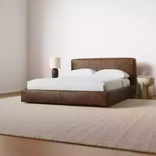 Curved Modern Leather Bed 