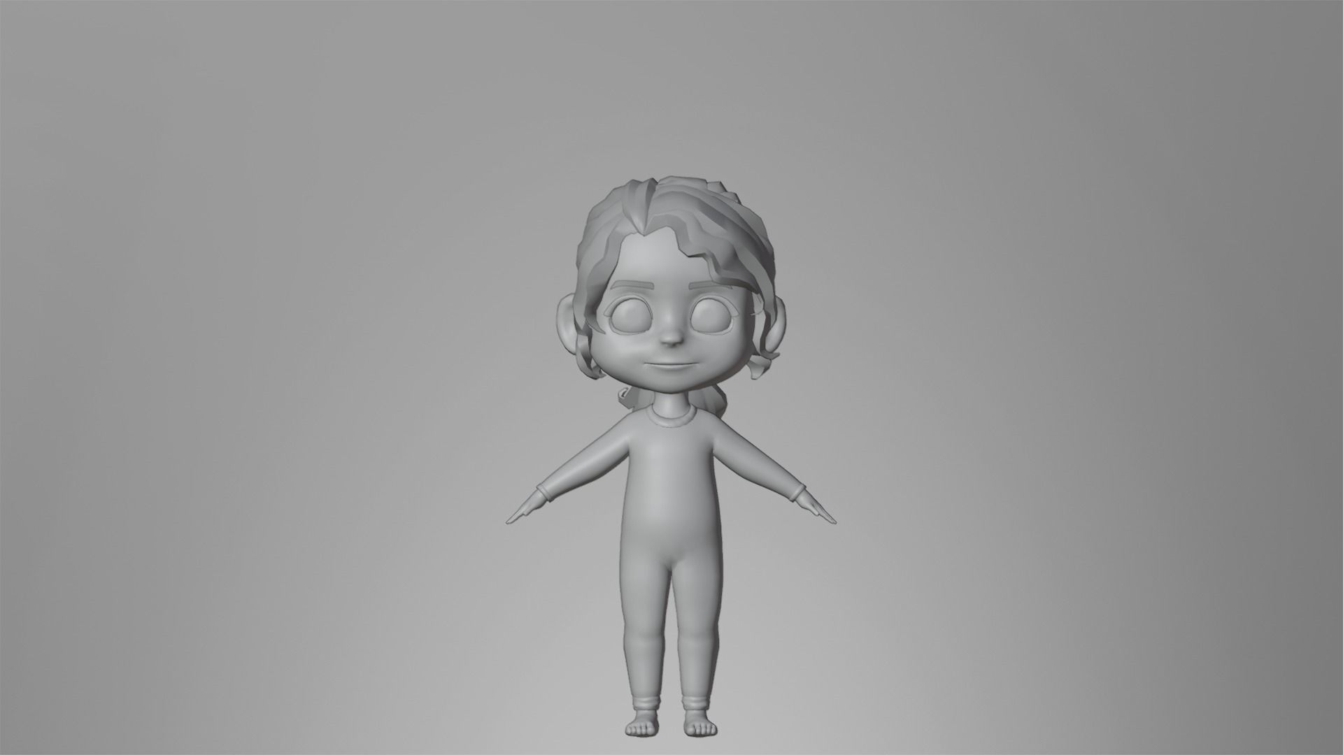 Cartoon Girl Character Low-poly 3D model_17