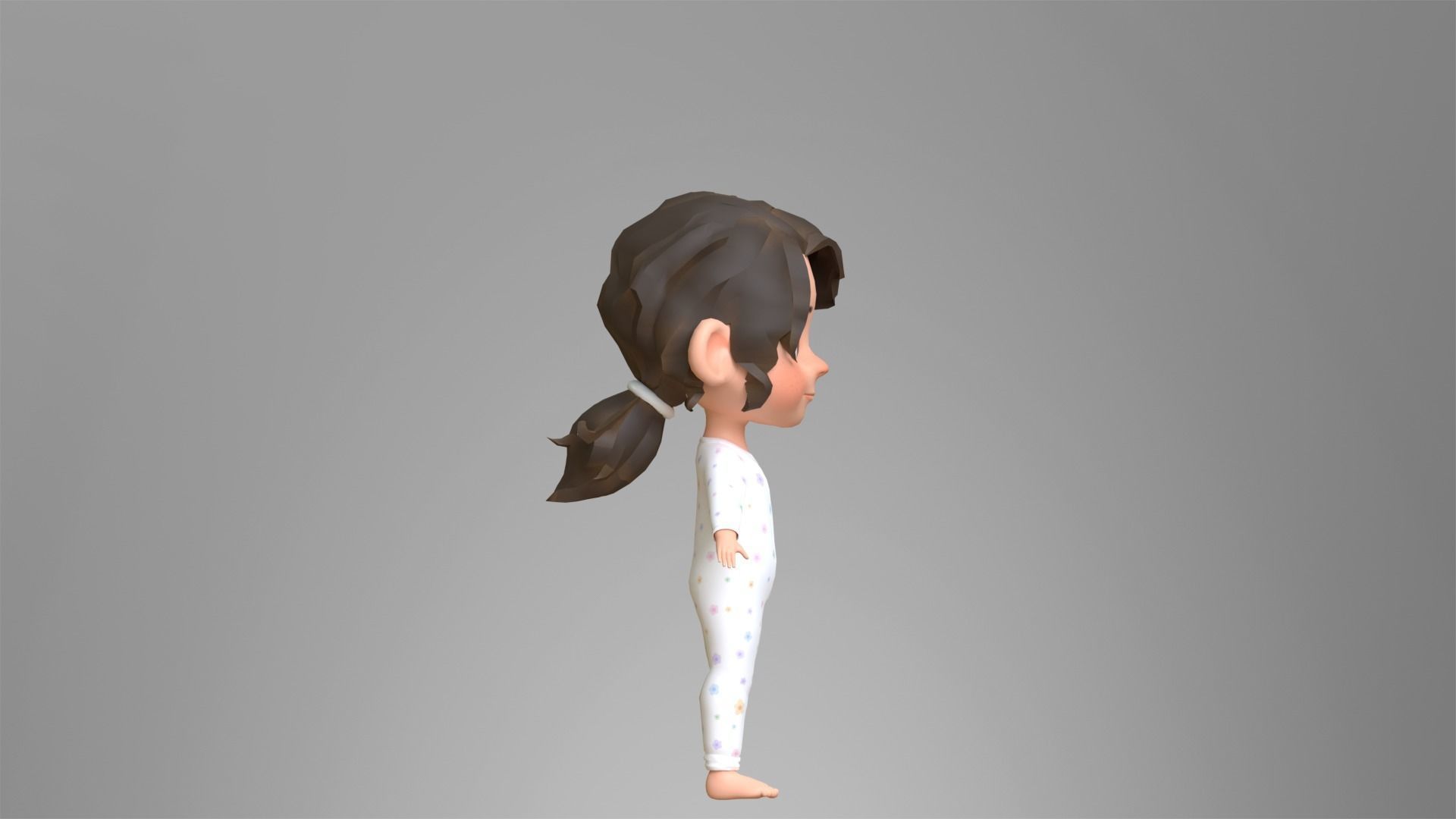 Cartoon Girl Character Low-poly 3D model_10