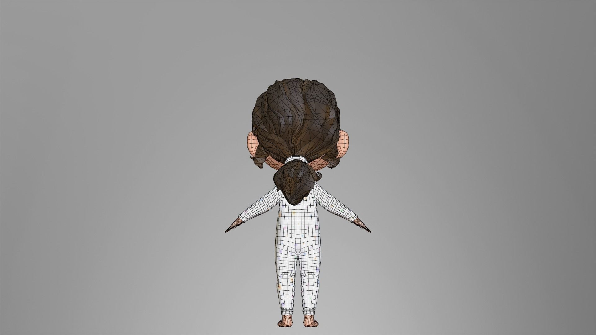 Cartoon Girl Character Low-poly 3D model_27