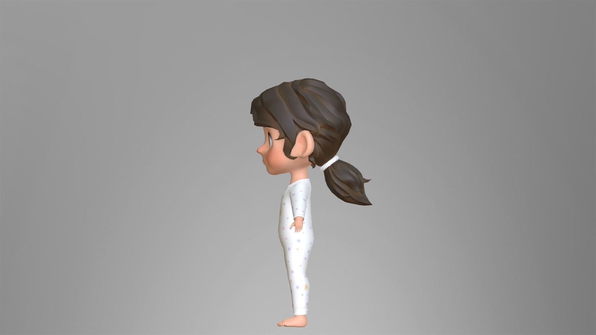 Cartoon Girl Character Low-poly 3D model_16