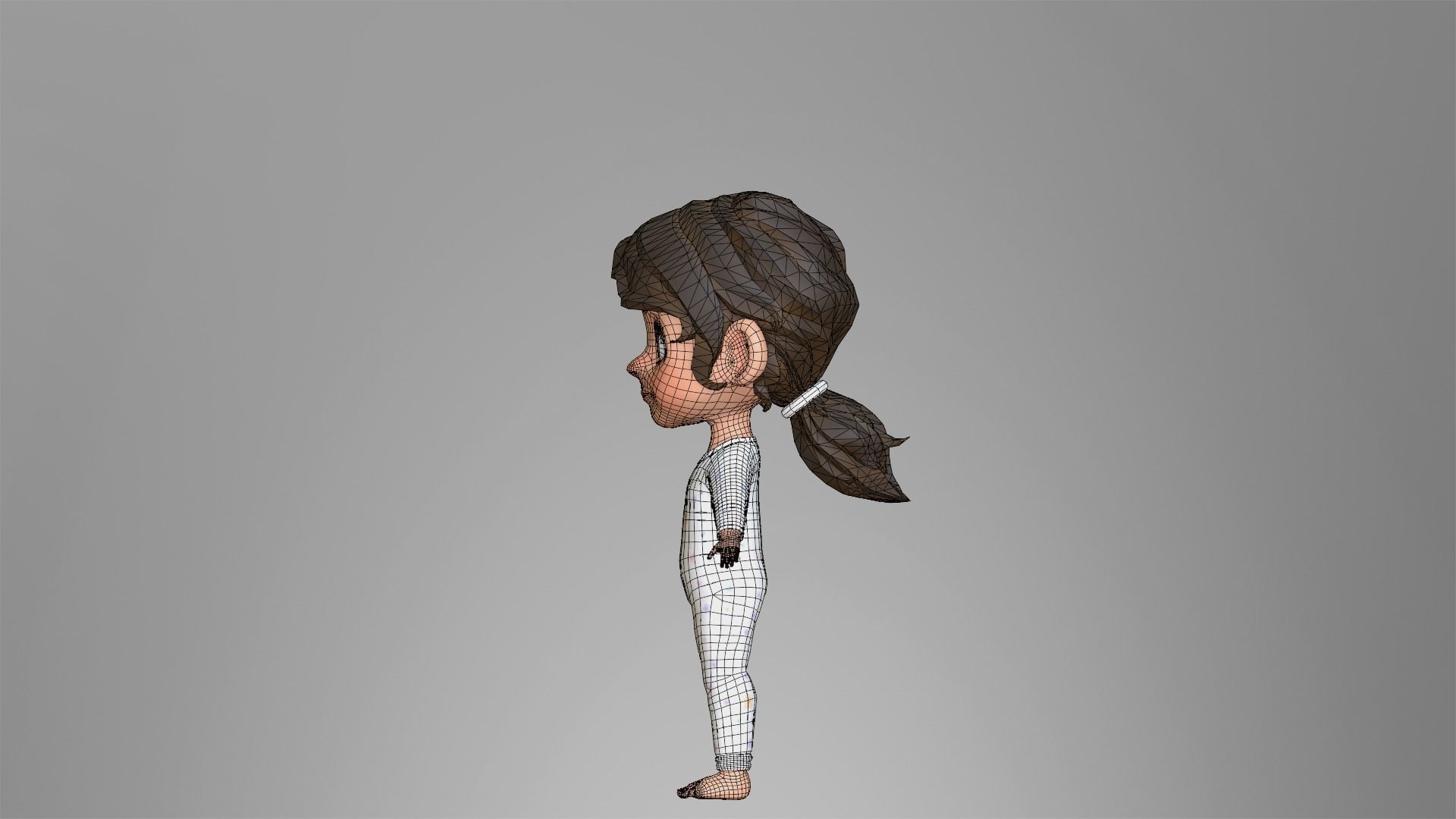 Cartoon Girl Character Low-poly 3D model_28