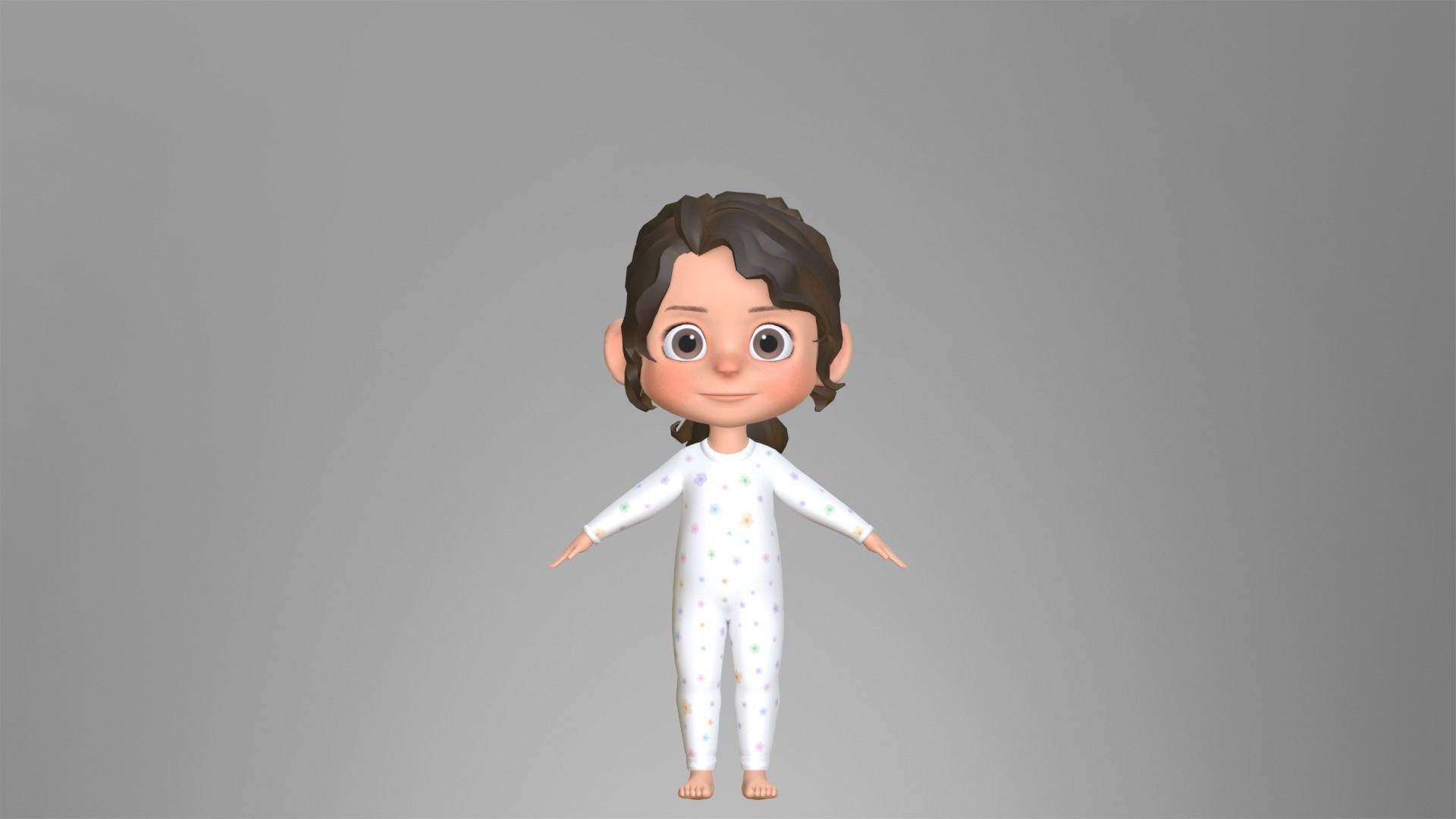 Cartoon Girl Character Low-poly 3D model_13