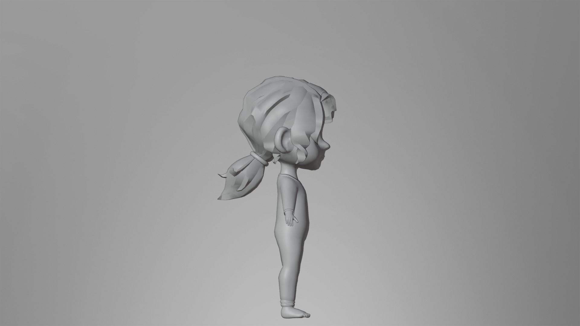 Cartoon Girl Character Low-poly 3D model_18