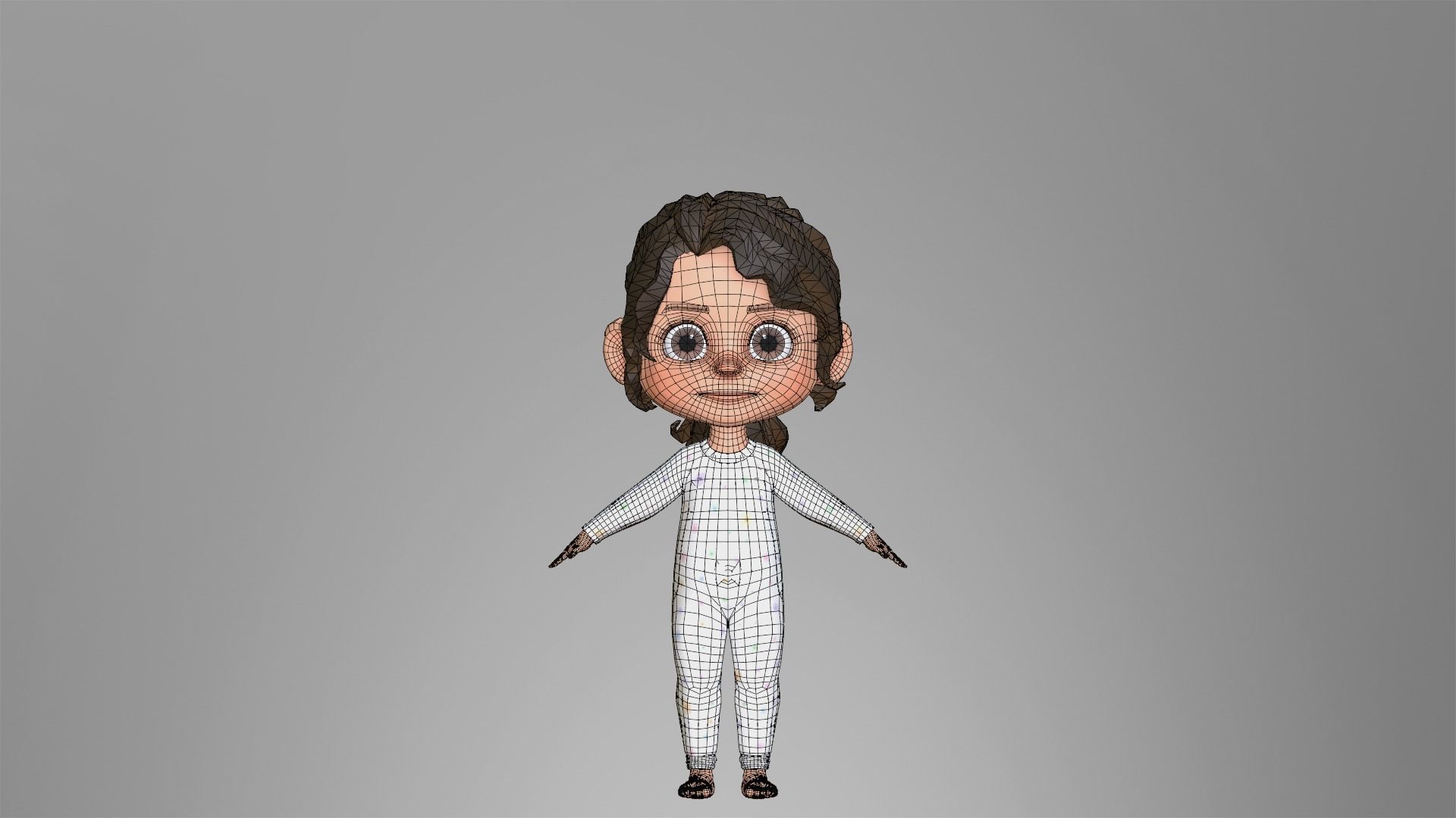 Cartoon Girl Character Low-poly 3D model_25