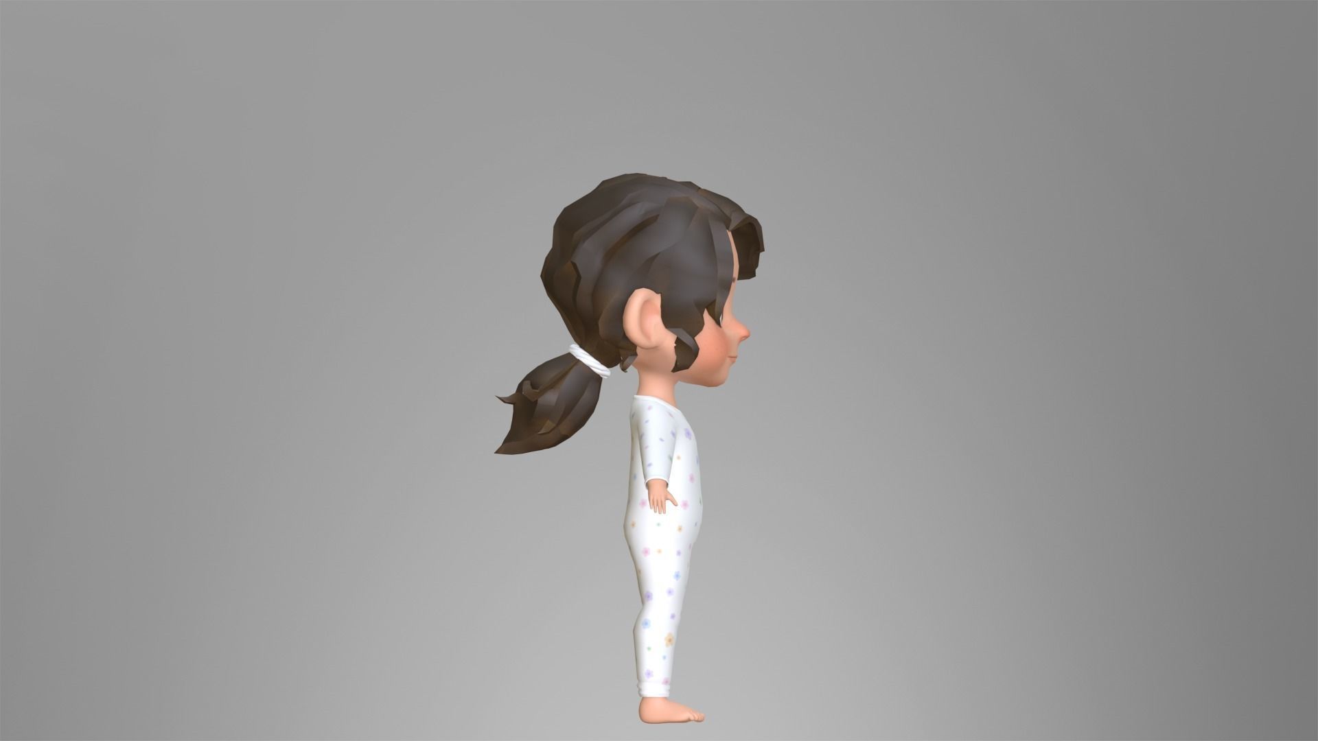 Cartoon Girl Character Low-poly 3D model_14