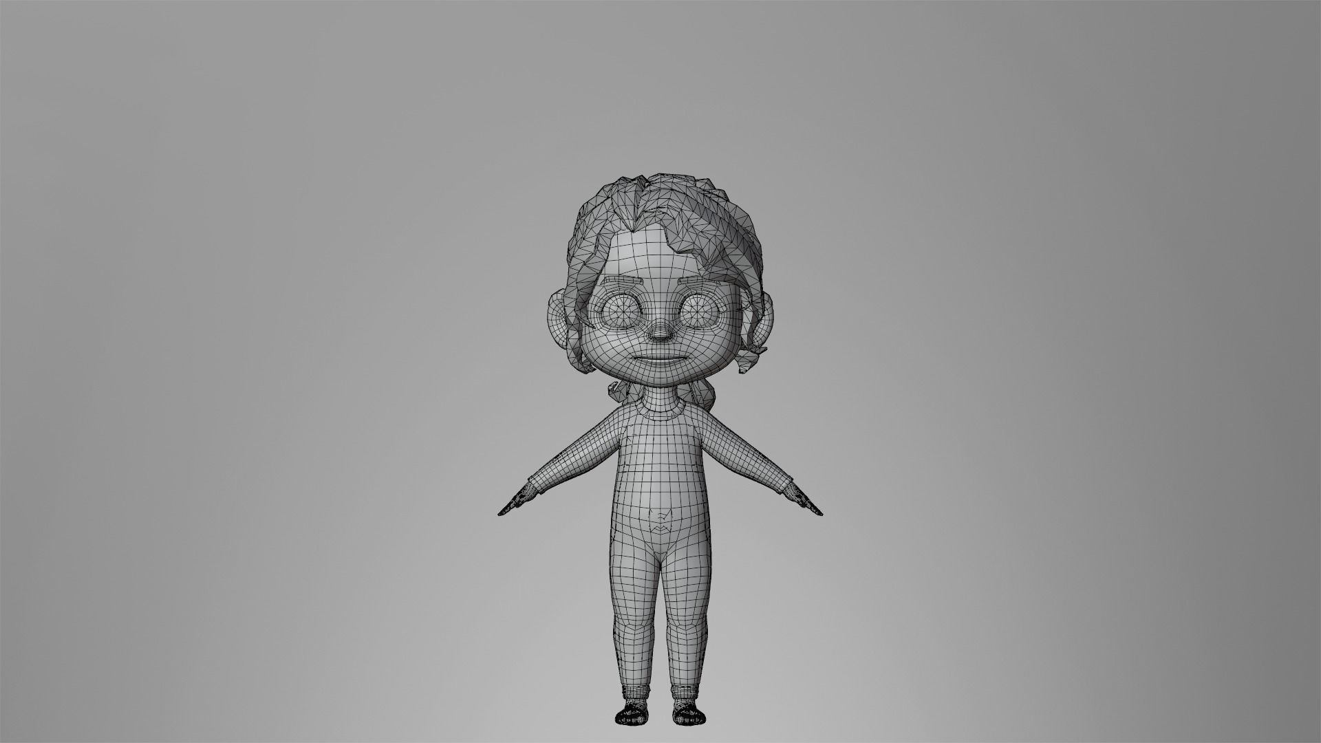 Cartoon Girl Character Low-poly 3D model_21