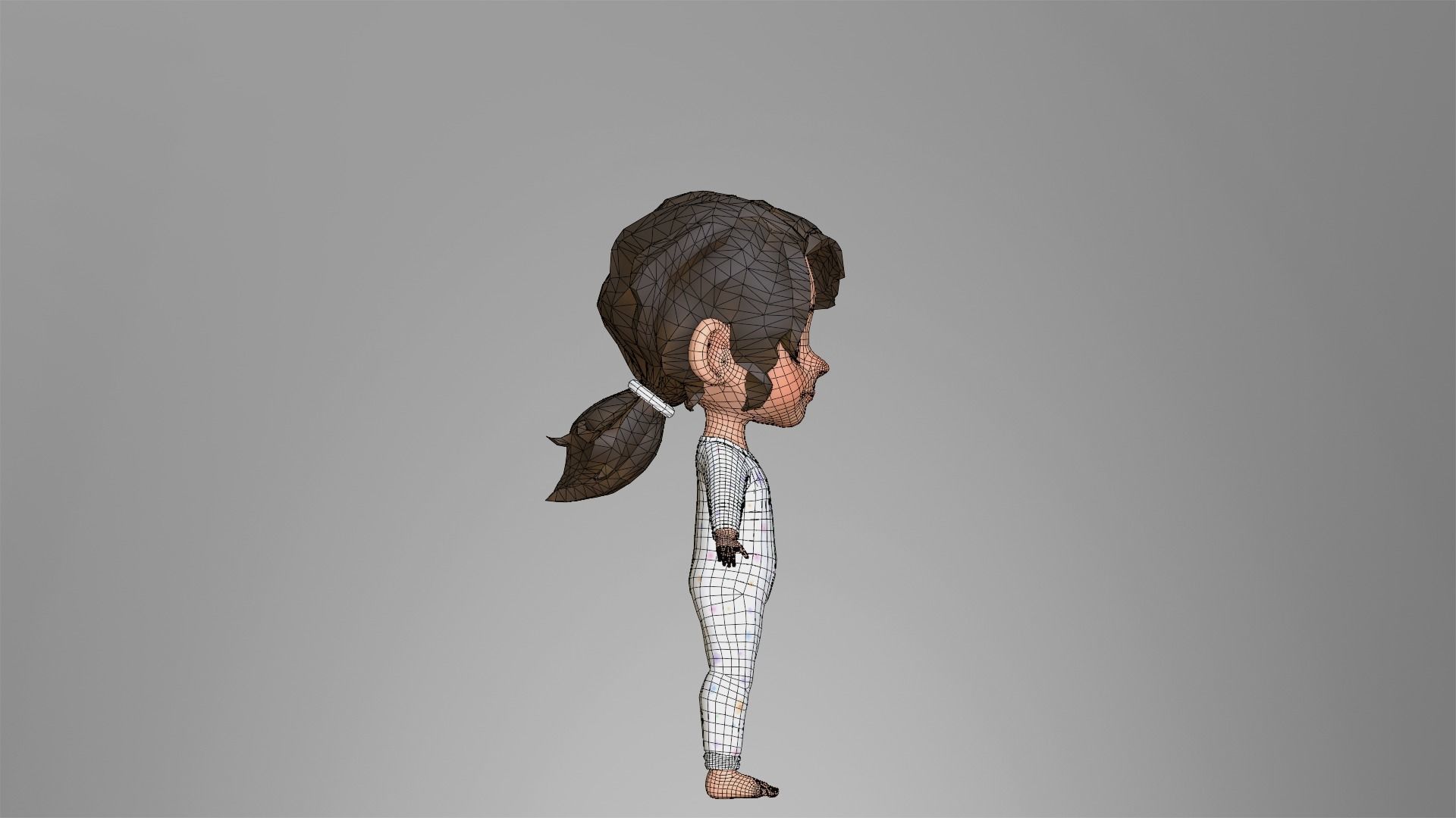 Cartoon Girl Character Low-poly 3D model_26