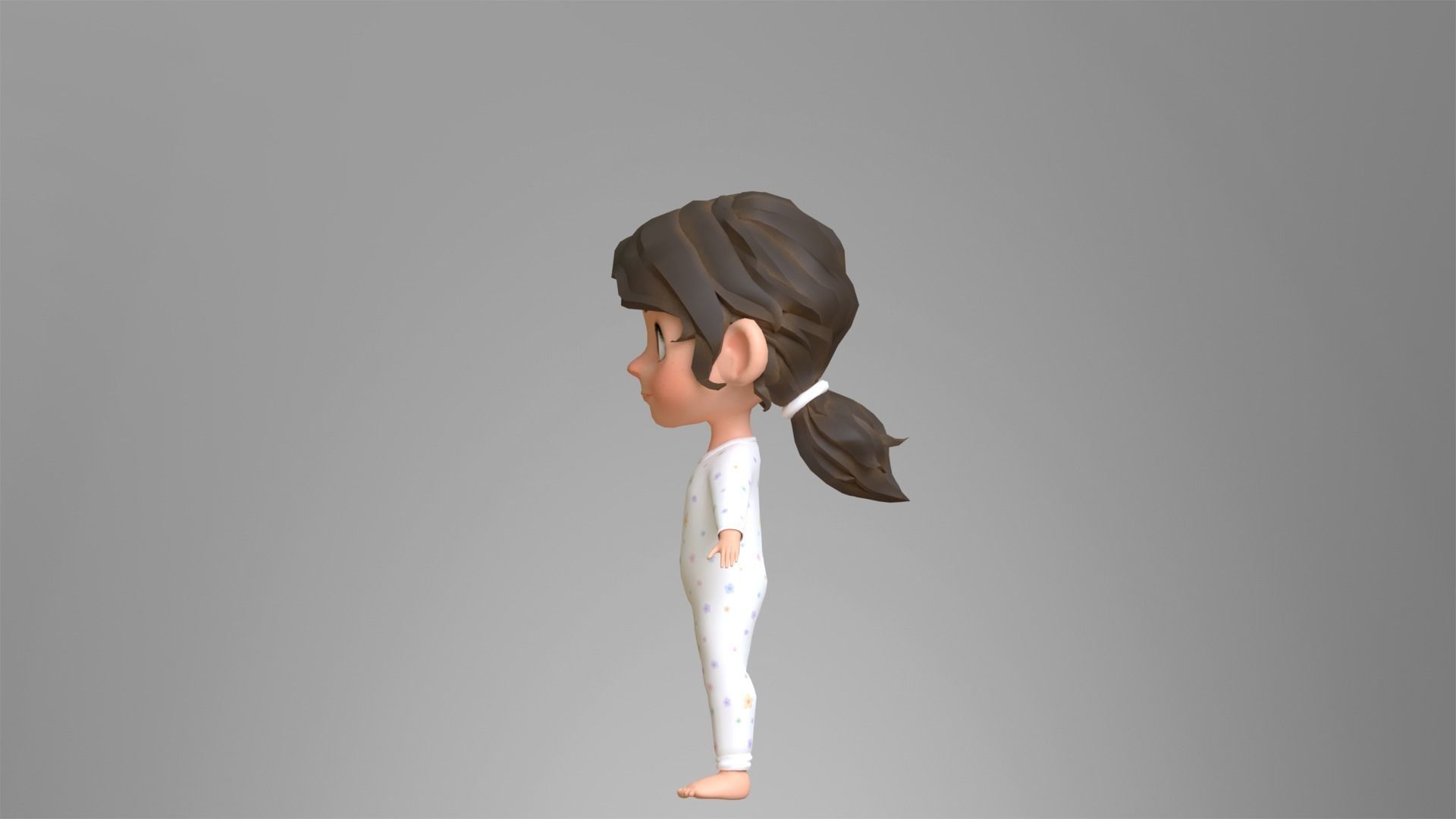 Cartoon Girl Character Low-poly 3D model_12