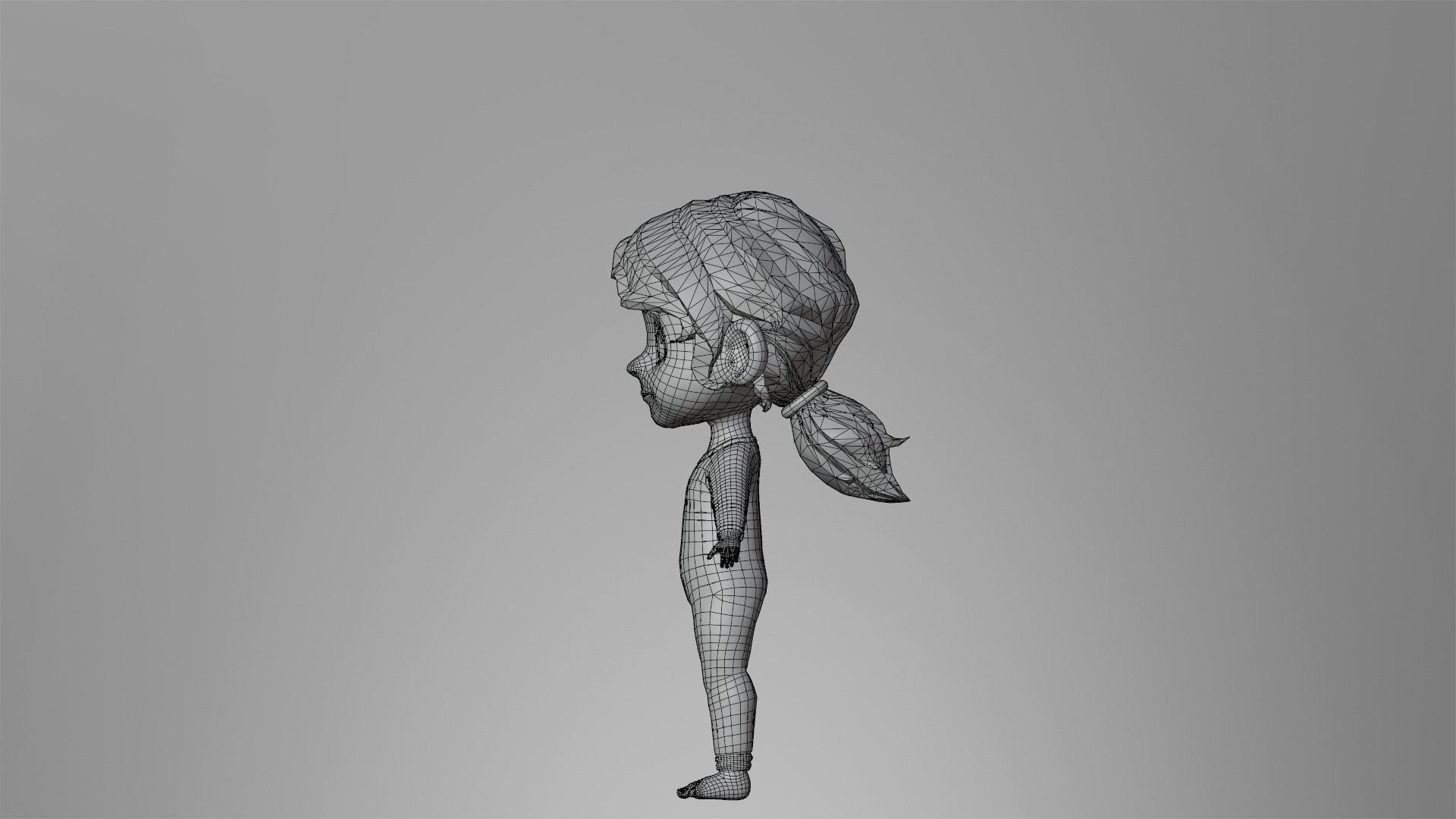 Cartoon Girl Character Low-poly 3D model_24