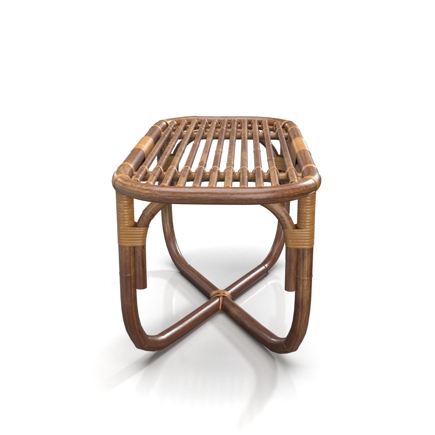 Italian Bamboo and Rattan Bench PBR 3D model_1