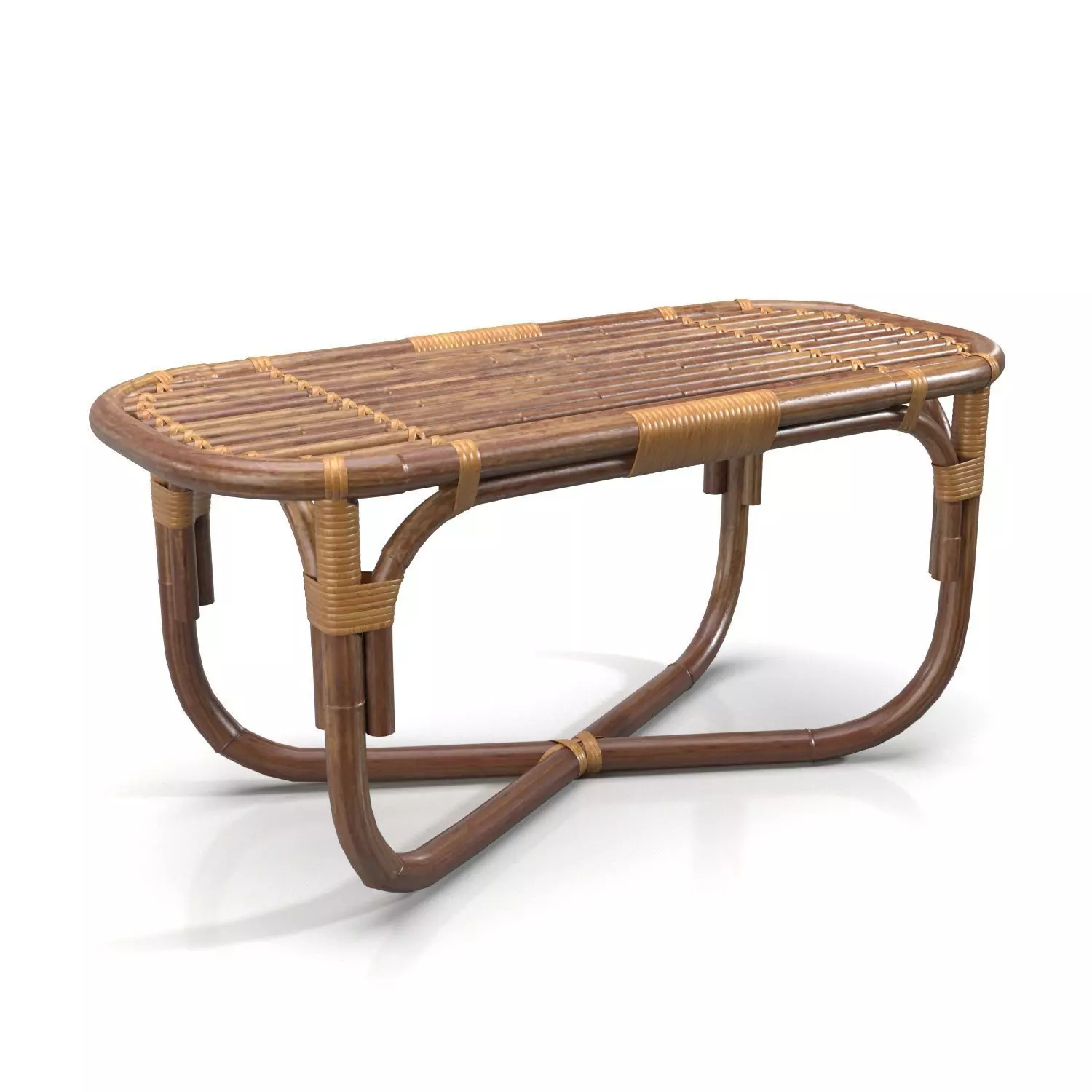 Italian Bamboo and Rattan Bench PBR 3D model_0