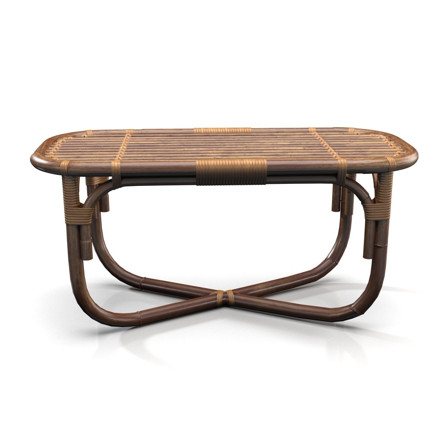 Italian Bamboo and Rattan Bench PBR 3D model_2