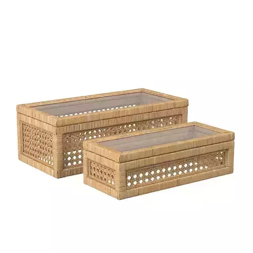 Rattan Box With Glass Lid PBR