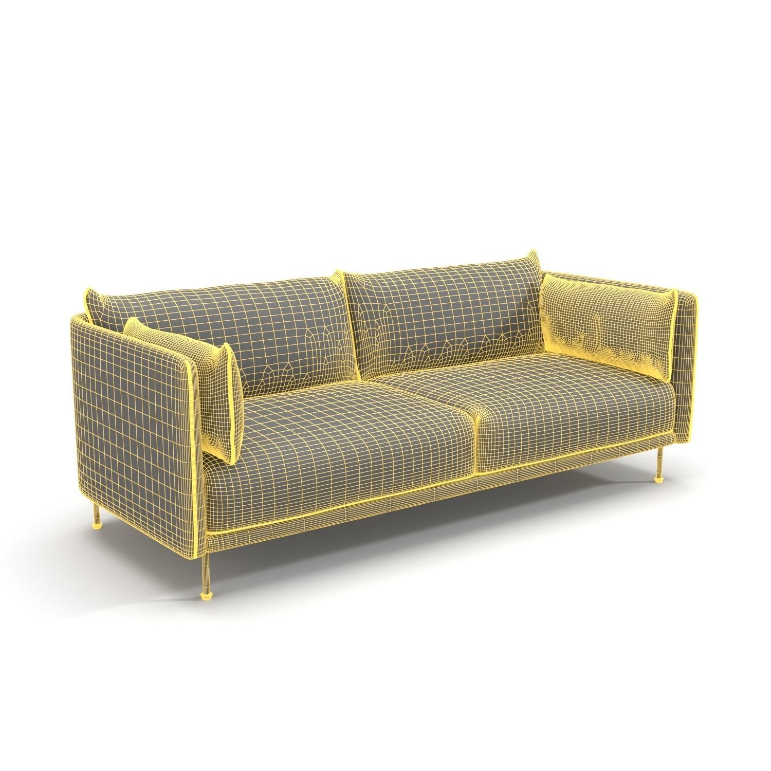 Silhouette three Seater Low Backed PBR 3D model_5