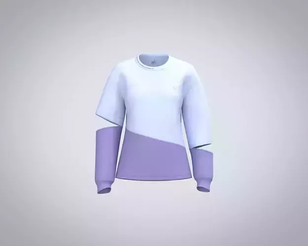 ladies Cut Out Sleeve Sweatshirt with Multi Color purple